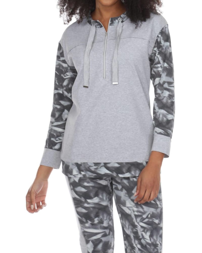Front of a model wearing a size L Solution Top in Obsidian in Obsidian by Neon Buddha. | dia_product_style_image_id:340381